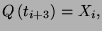 \( Q\left( t_{i+3}\right) =X_{i}, \)